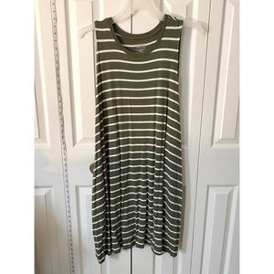 Green and White Striped Dress